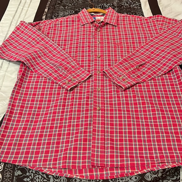 Wrangler Other - Wrangler George Strait Pink Blue Plaid Long Sleeved Western Shirt Large